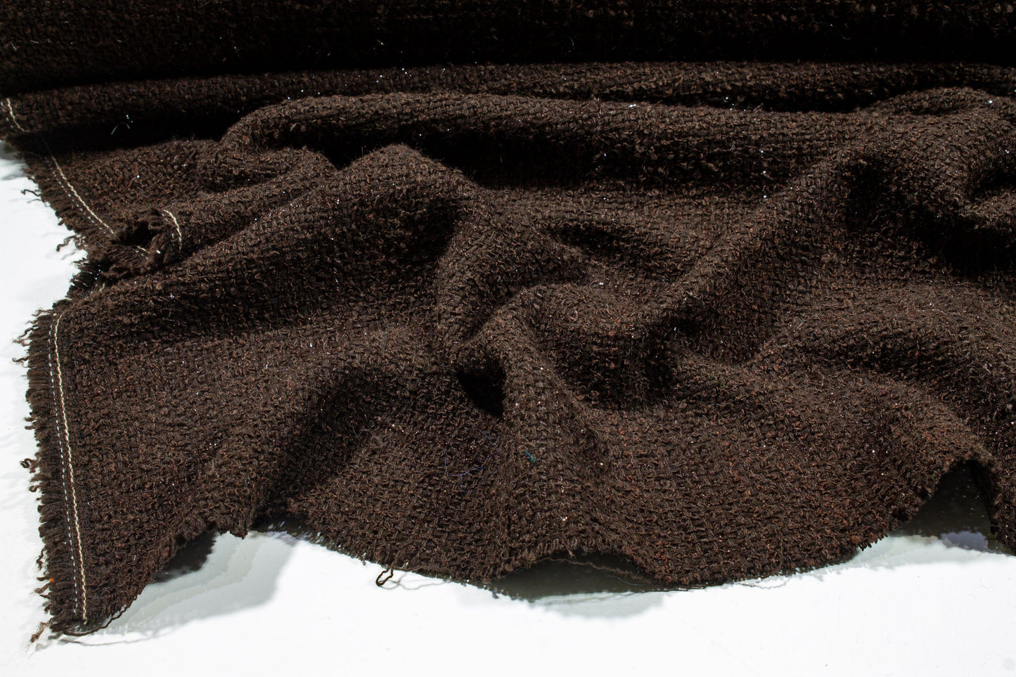 Brown Metallic Subtle Windowpane Italian Wool Tweed - Prime Fabrics