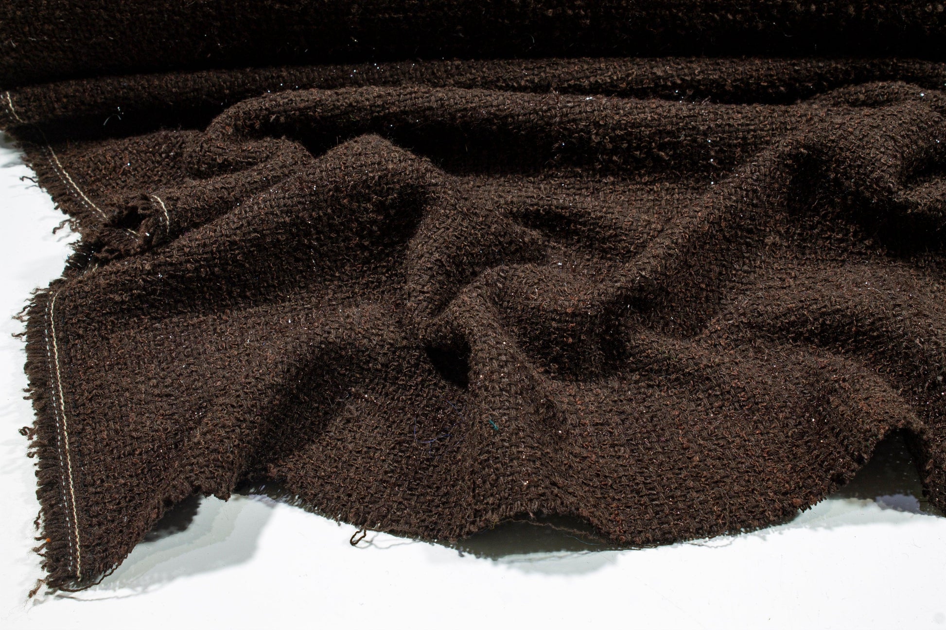 Brown Metallic Subtle Windowpane Italian Wool Tweed - Prime Fabrics