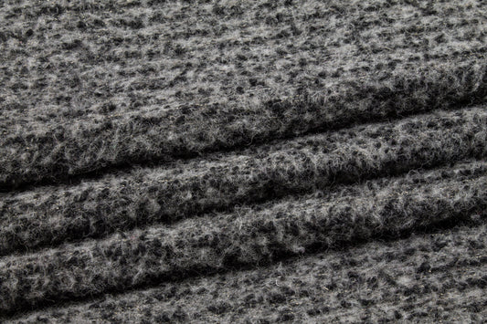 Gray and Black Boiled Wool Blend Boucle - Prime Fabrics