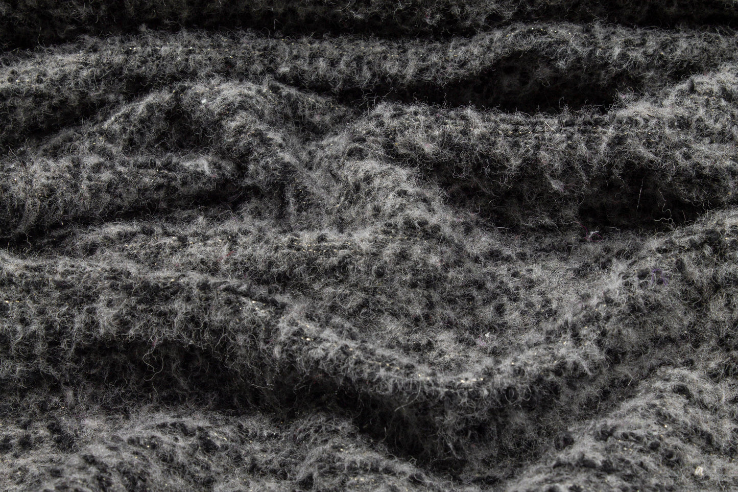 Gray and Black Boiled Wool Blend Boucle - Prime Fabrics
