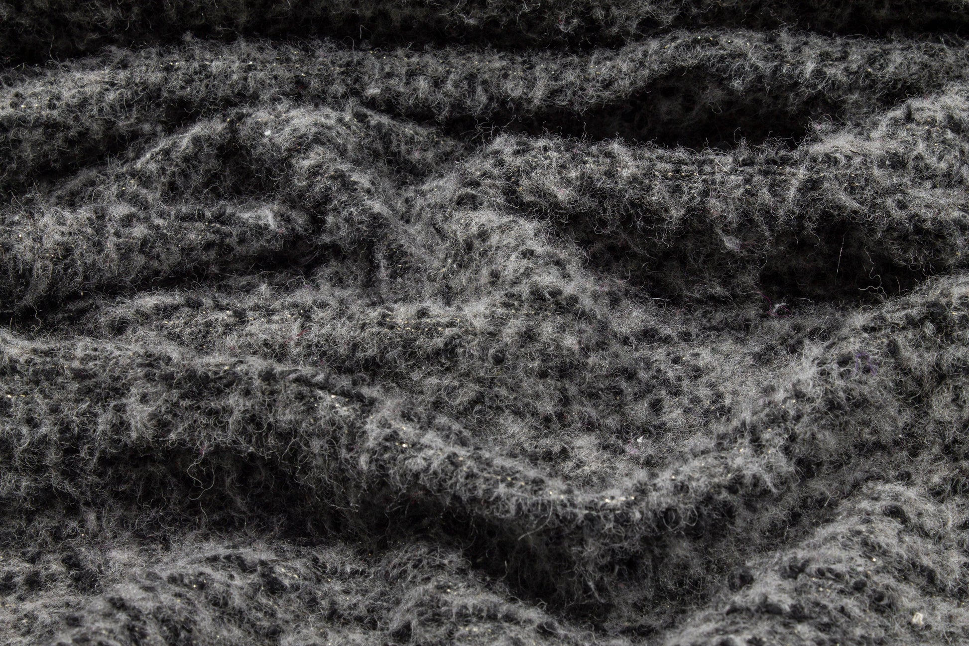 Gray and Black Boiled Wool Blend Boucle - Prime Fabrics