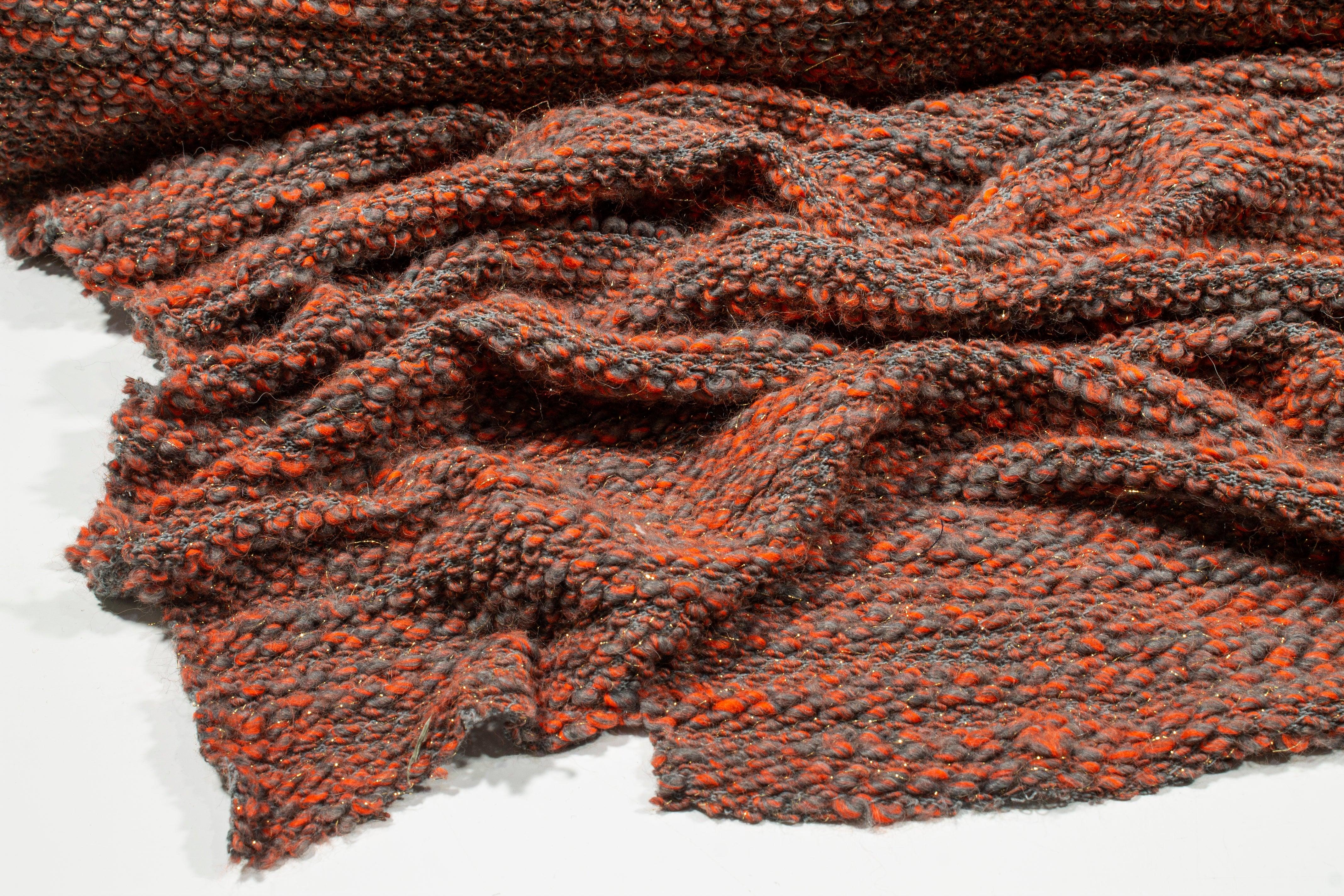 Orange and Gray Metallic Wool Tweed - Prime Fabrics