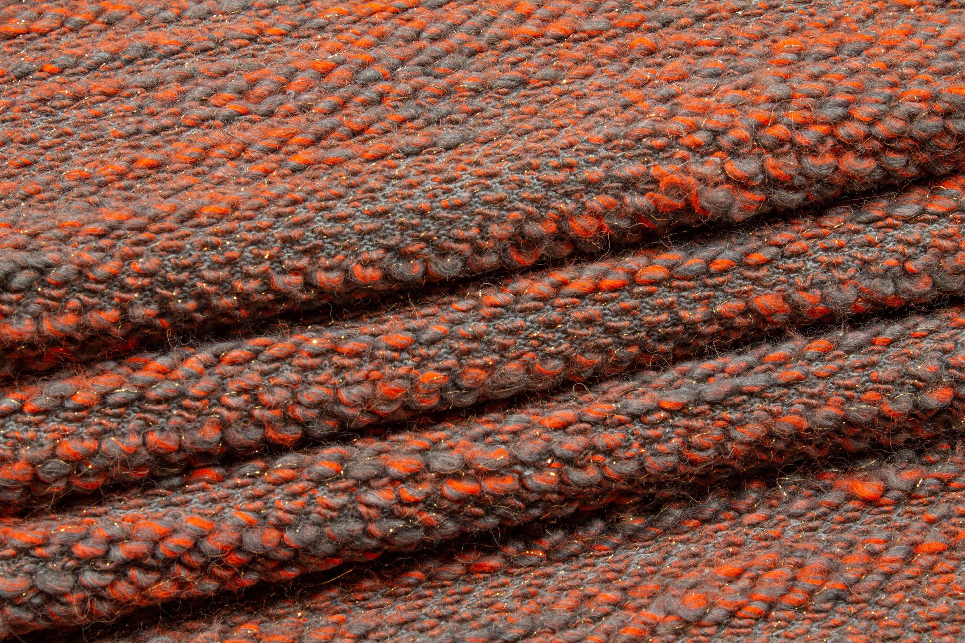 Orange and Gray Metallic Wool Tweed - Prime Fabrics