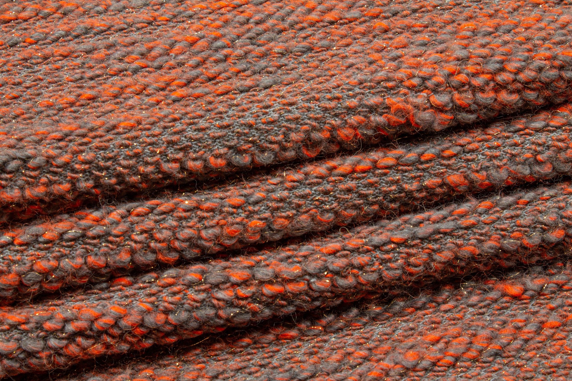 Orange and Gray Metallic Wool Tweed - Prime Fabrics