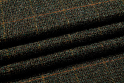 Dark Green Plaid Wool Coating - Prime Fabrics