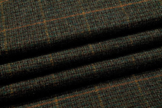 Dark Green Plaid Wool Coating - Prime Fabrics