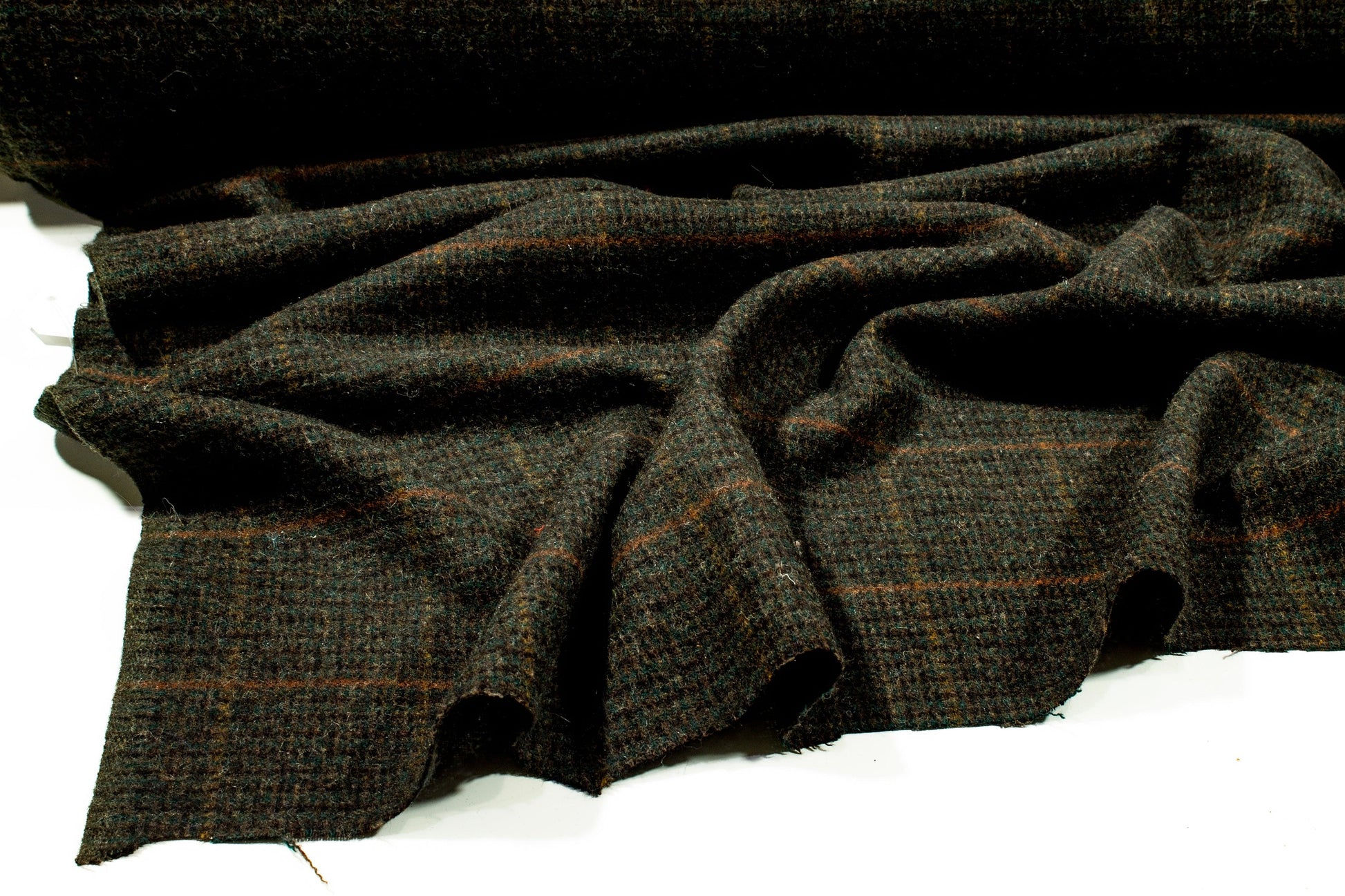 Dark Green Plaid Wool Coating - Prime Fabrics
