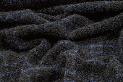 Black and Navy Plaid Wool Boucle - Prime Fabrics