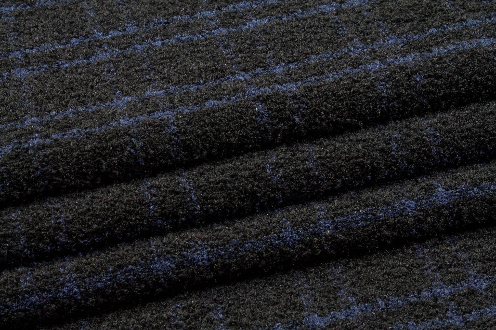 Black and Navy Plaid Wool Boucle - Prime Fabrics
