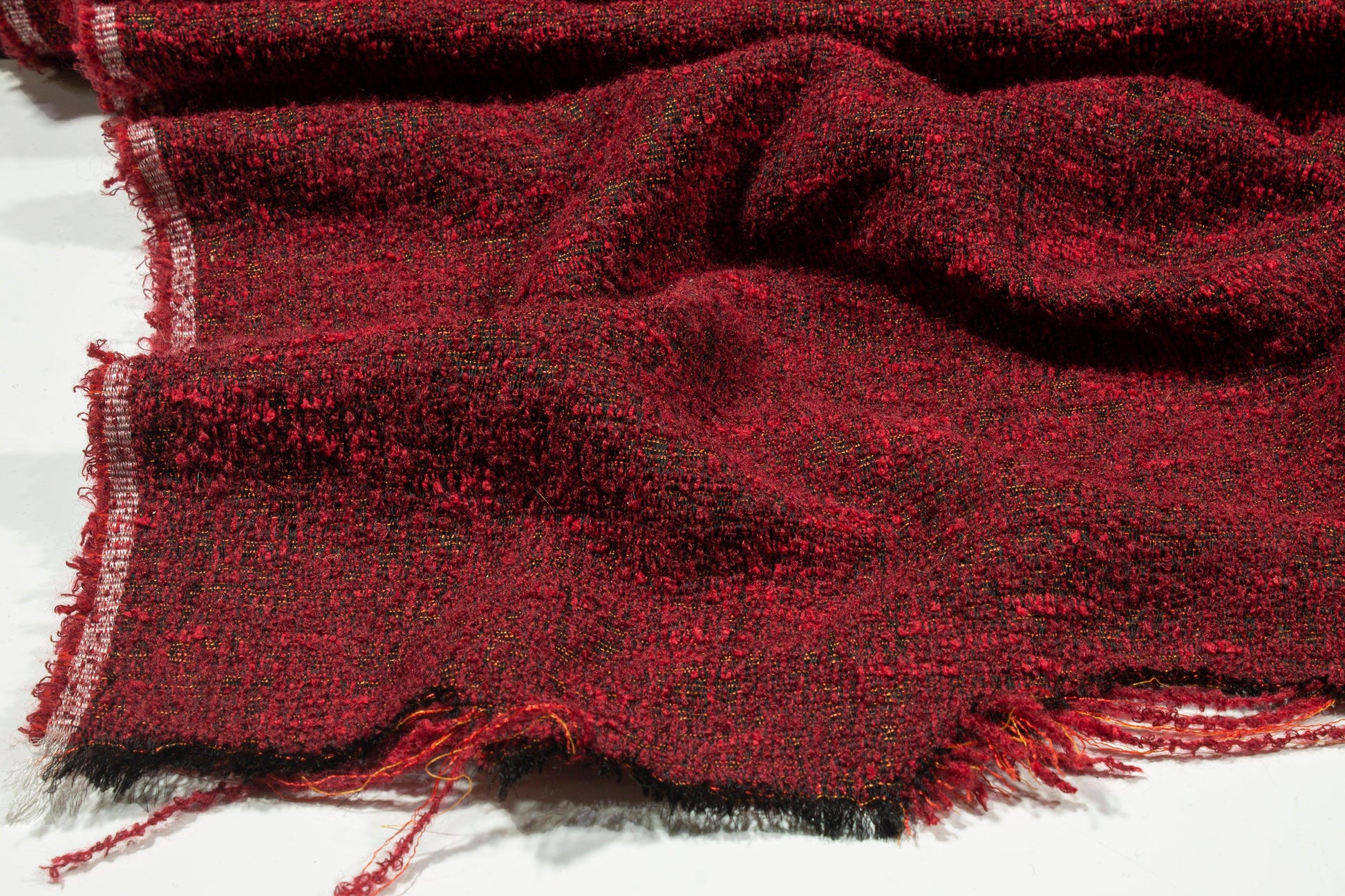 Maroon and Black Italian Wool Boucle - Prime Fabrics