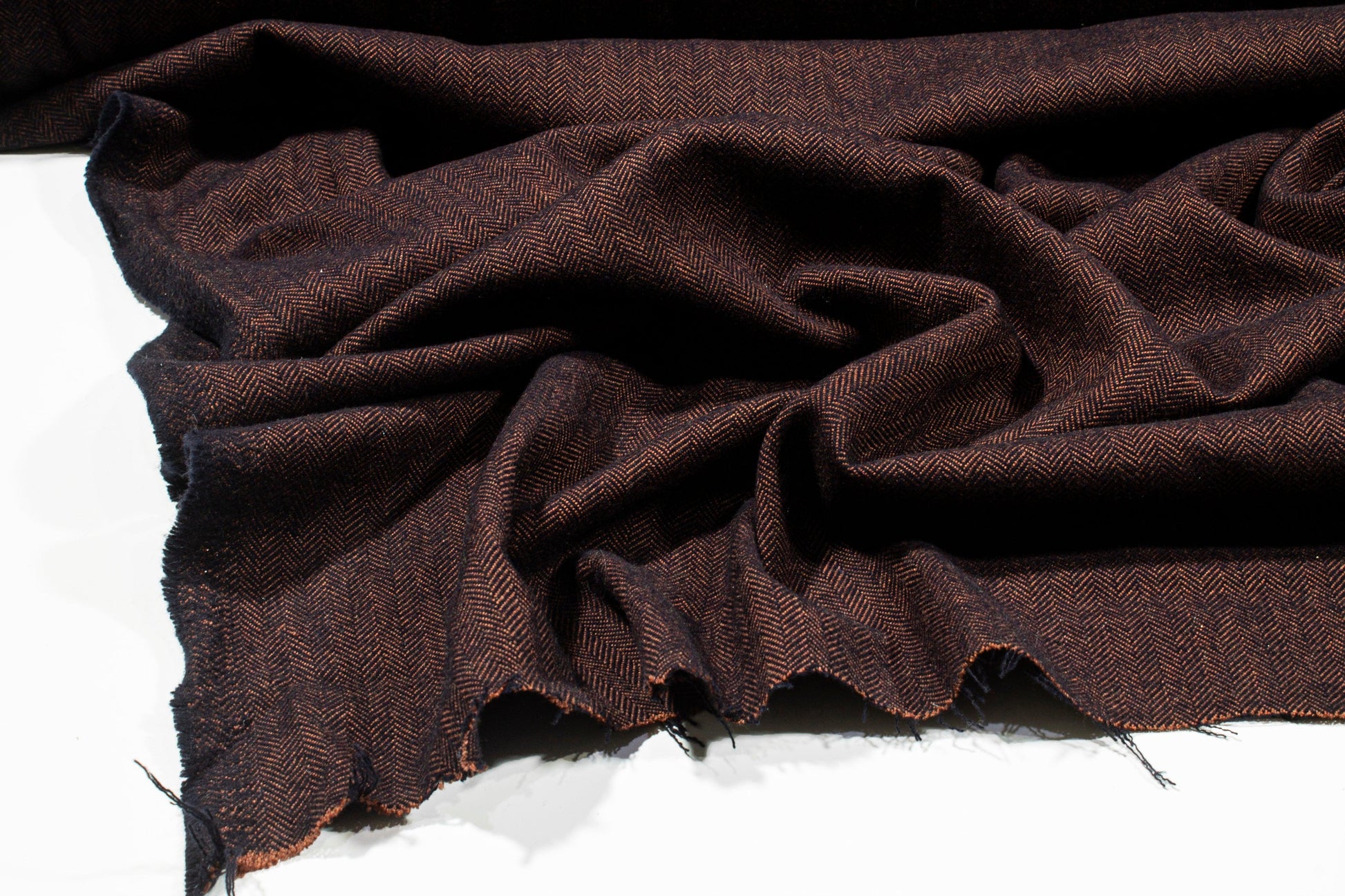 Bronze and Navy Dope Dyed Herringbone Wool Suiting - Prime Fabrics