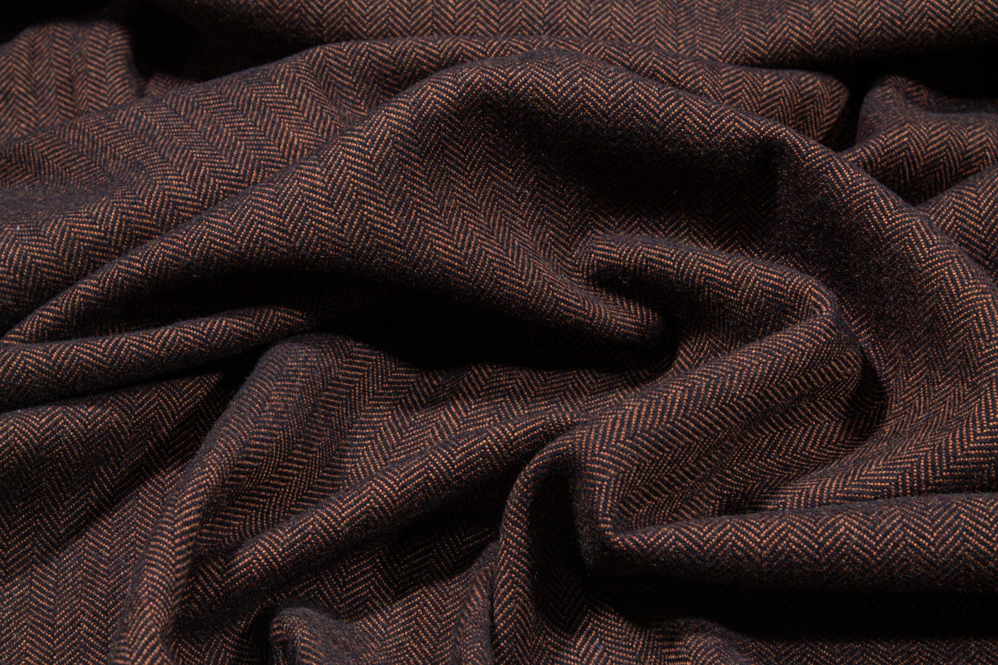 Bronze and Navy Dope Dyed Herringbone Wool Suiting - Prime Fabrics