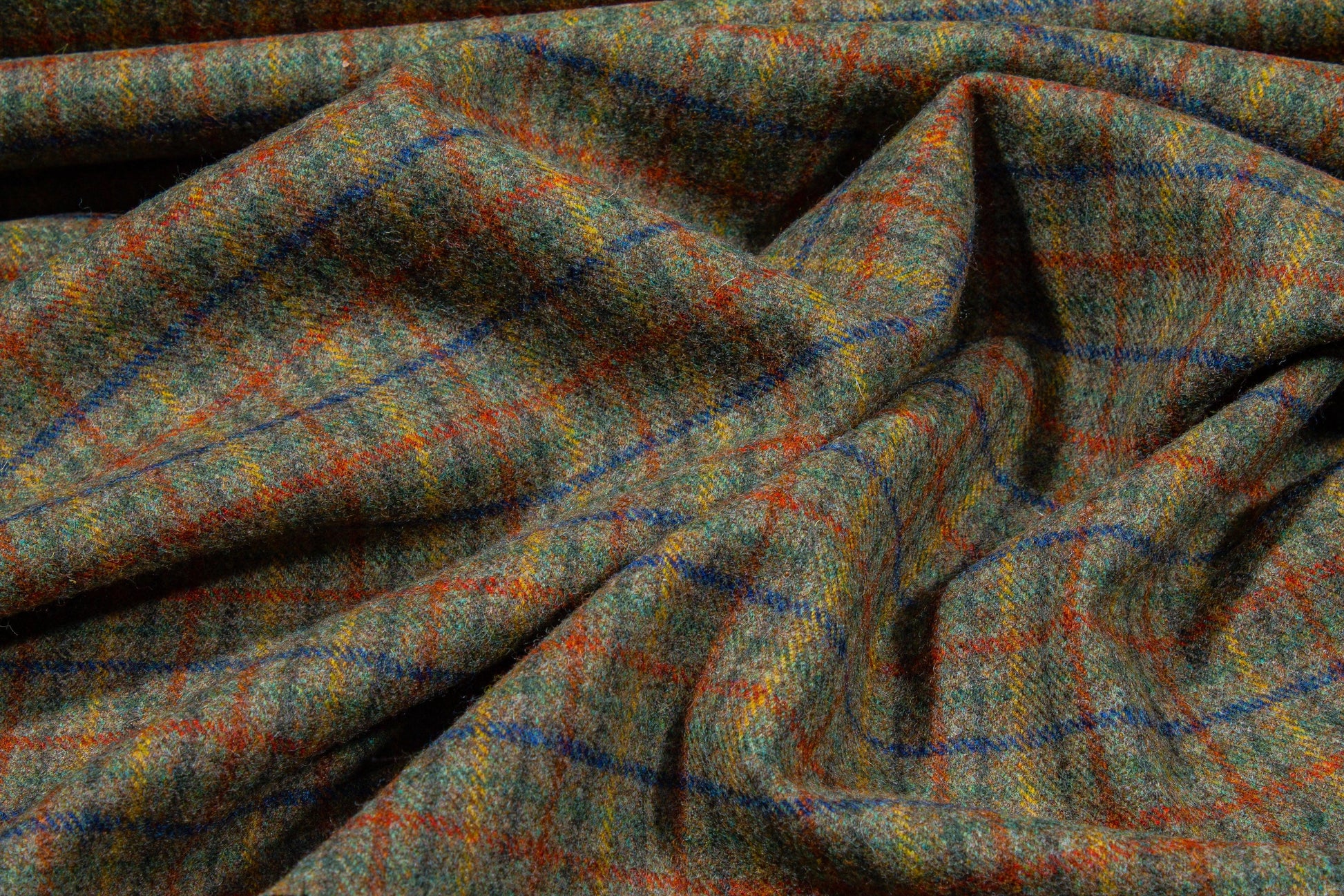 Ralph Lauren - Olive Green Checked Italian Wool Suiting - Prime Fabrics