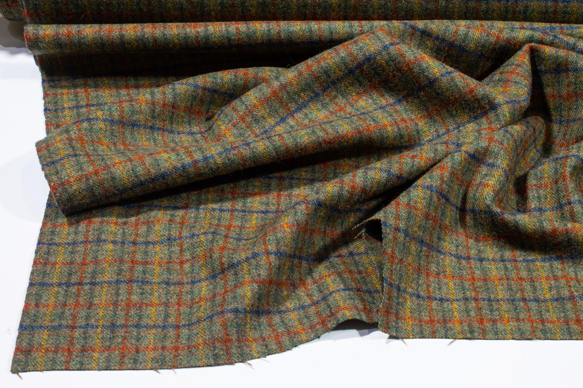 Ralph Lauren - Olive Green Checked Italian Wool Suiting - Prime Fabrics