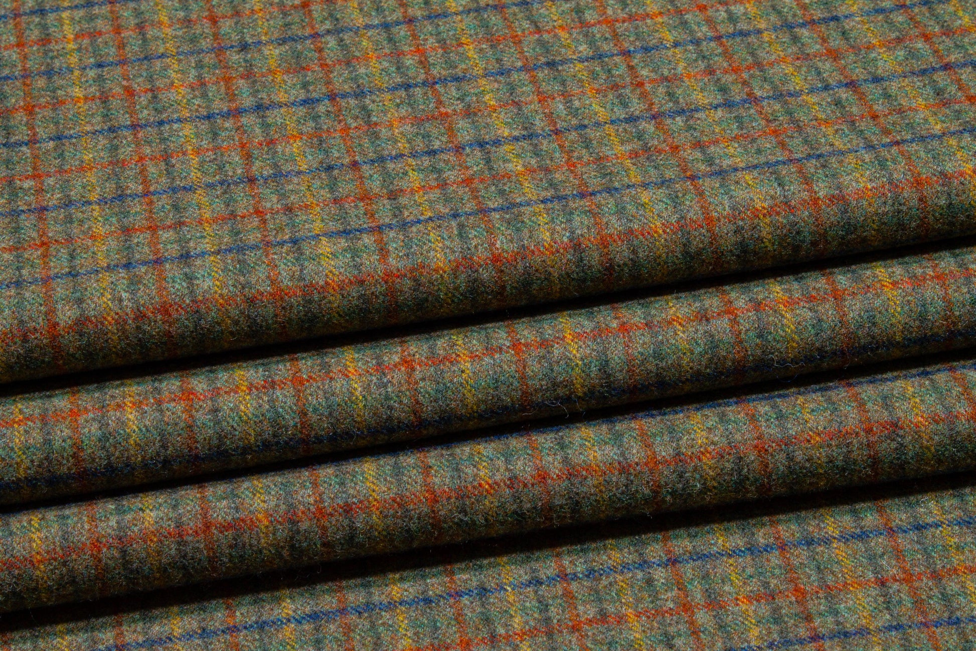 Ralph Lauren - Olive Green Checked Italian Wool Suiting - Prime Fabrics