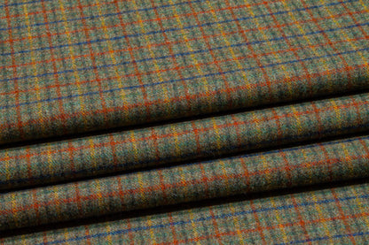 Ralph Lauren - Olive Green Checked Italian Wool Suiting - Prime Fabrics