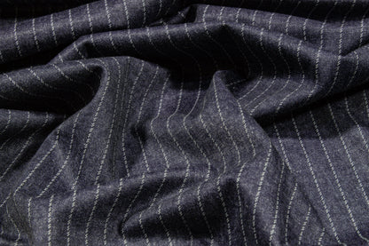 Blue Gray Pin Stripe Suiting - Prime Fabrics