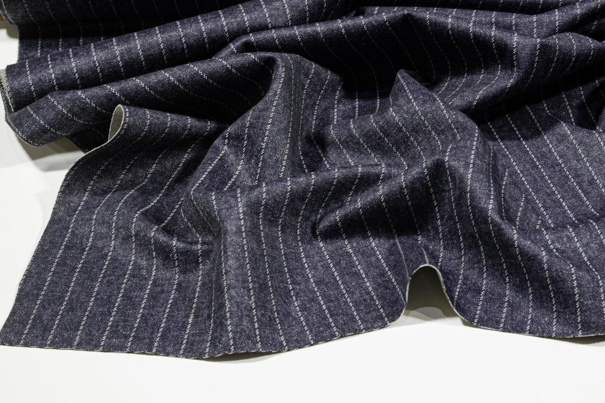 Blue Gray Pin Stripe Suiting - Prime Fabrics