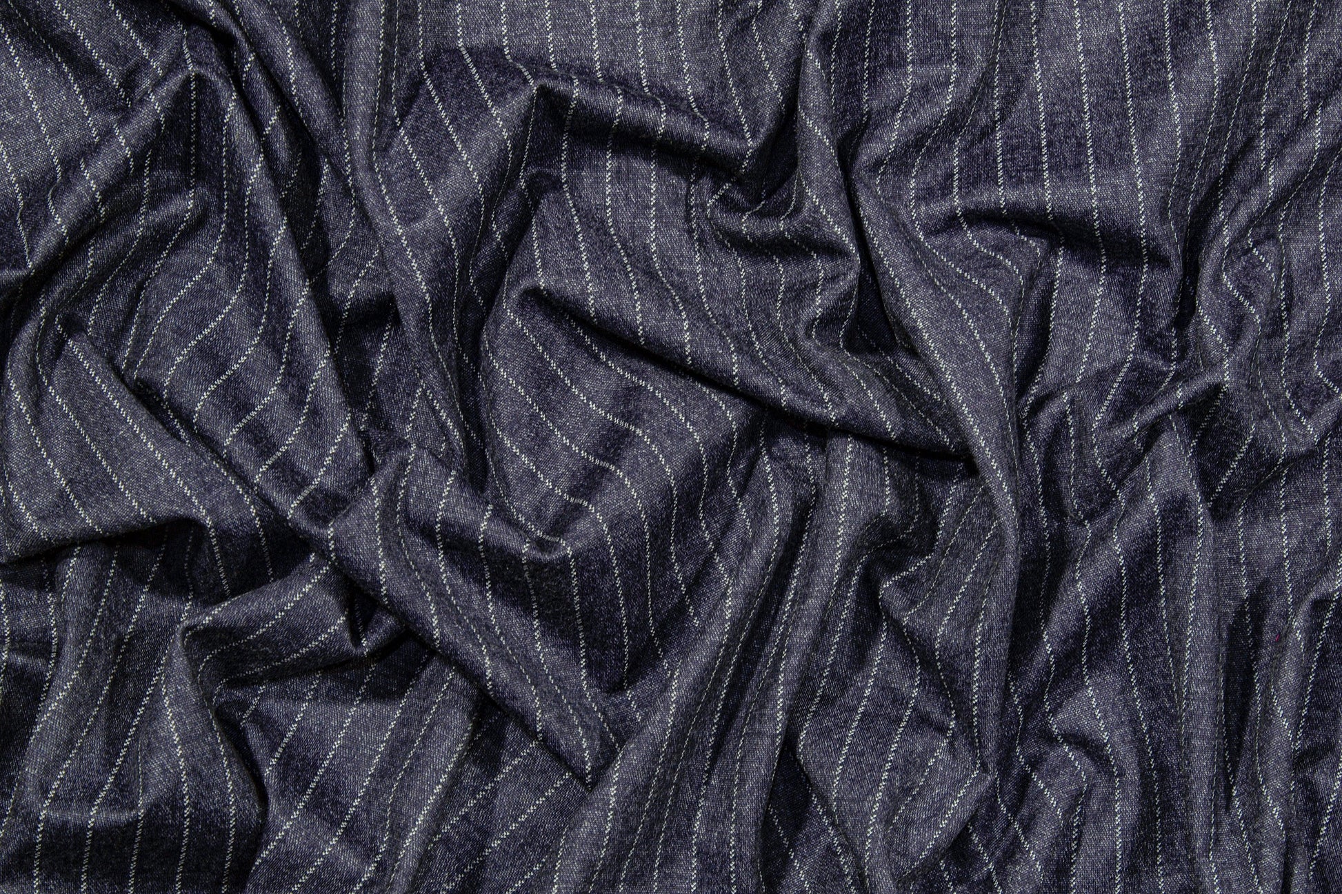 Blue Gray Pin Stripe Suiting - Prime Fabrics