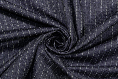 Blue Gray Pin Stripe Suiting - Prime Fabrics