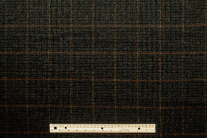 Dark Green Plaid Wool Coating - Prime Fabrics