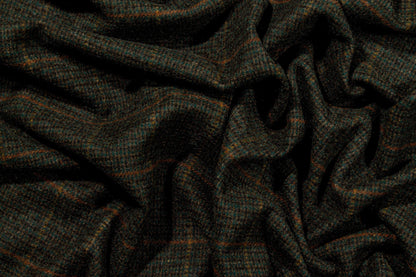 Dark Green Plaid Wool Coating - Prime Fabrics