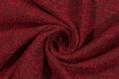 Maroon and Black Italian Wool Boucle - Prime Fabrics