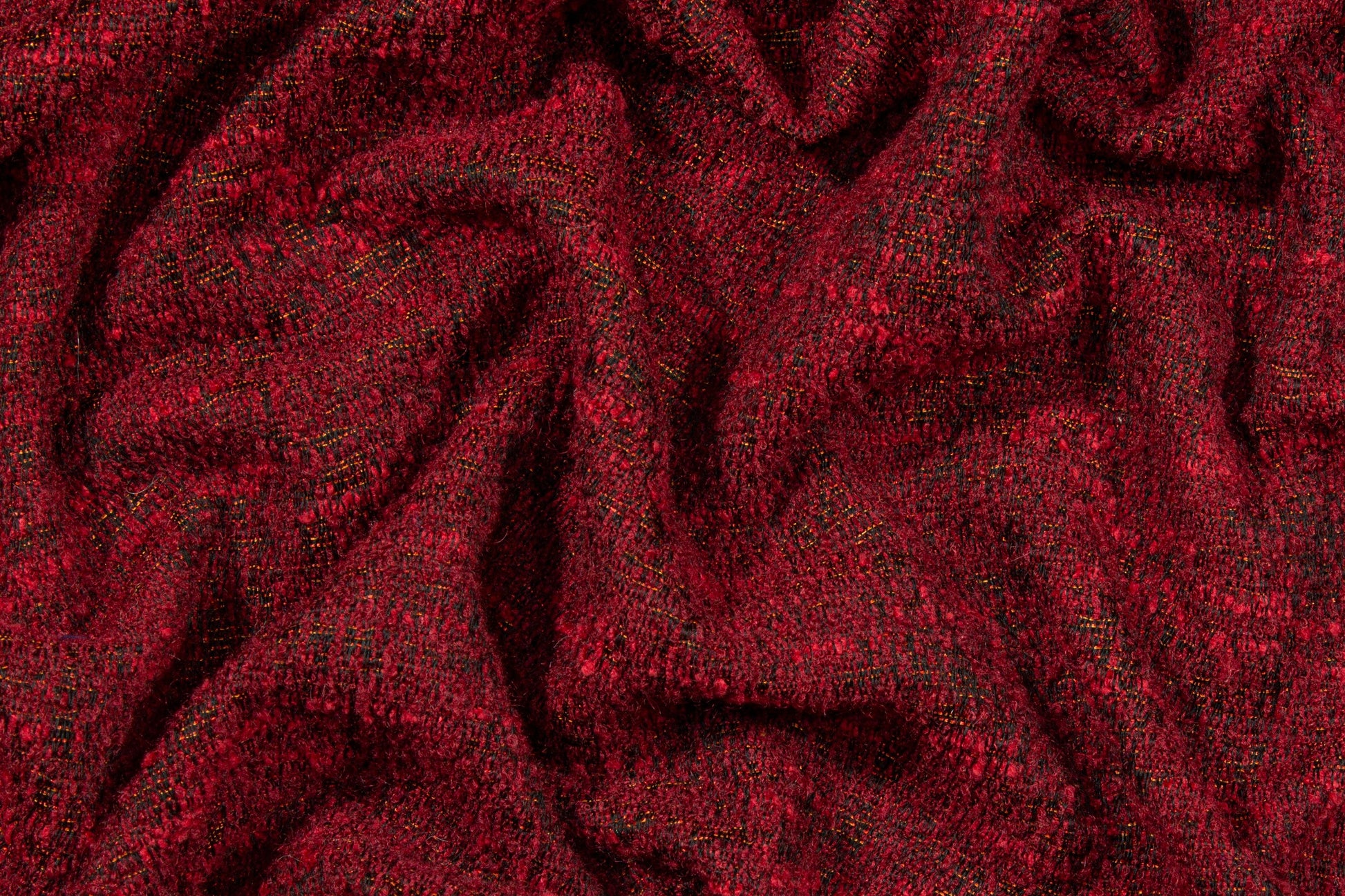 Maroon and Black Italian Wool Boucle - Prime Fabrics