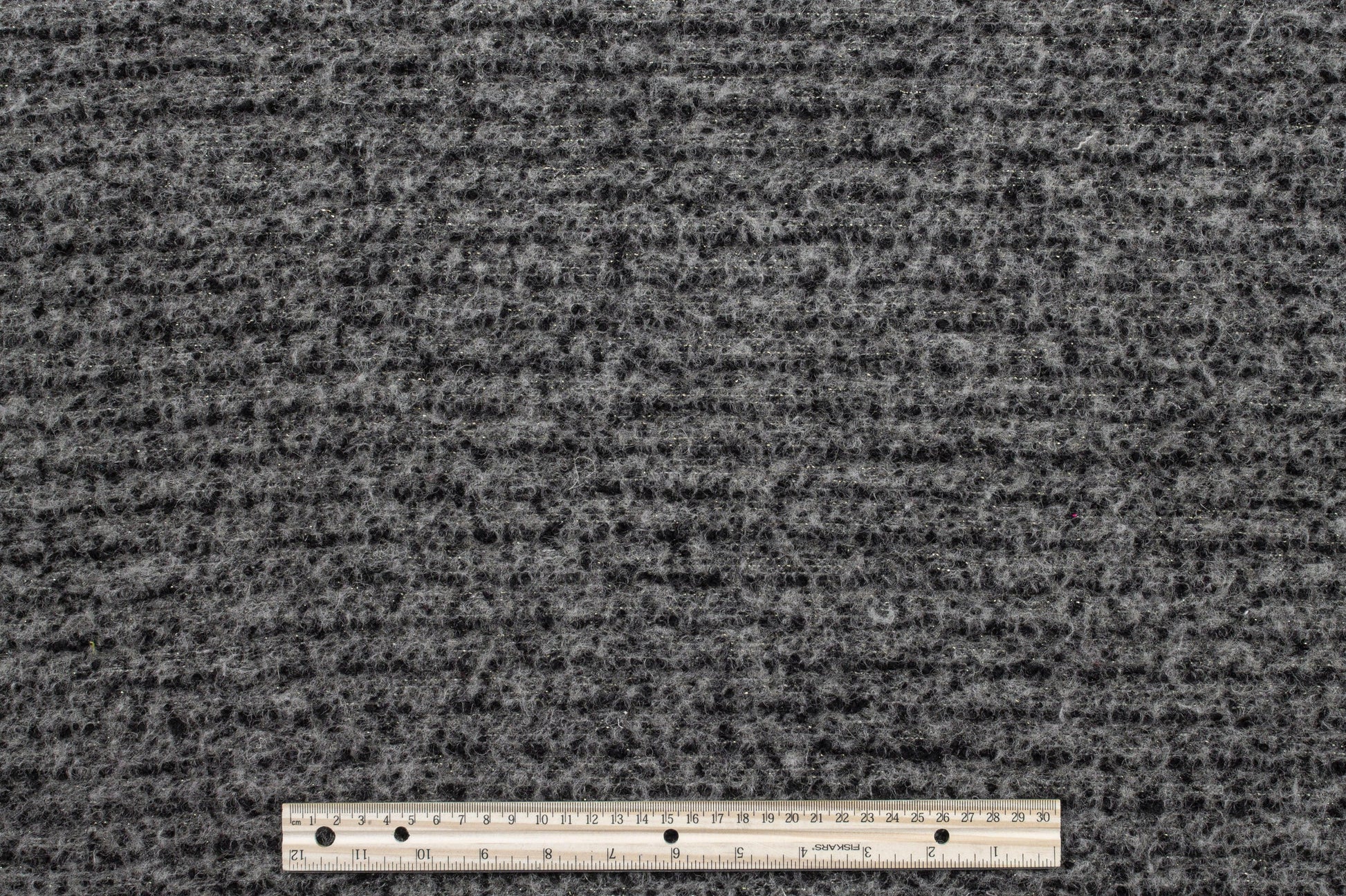Gray and Black Boiled Wool Blend Boucle - Prime Fabrics