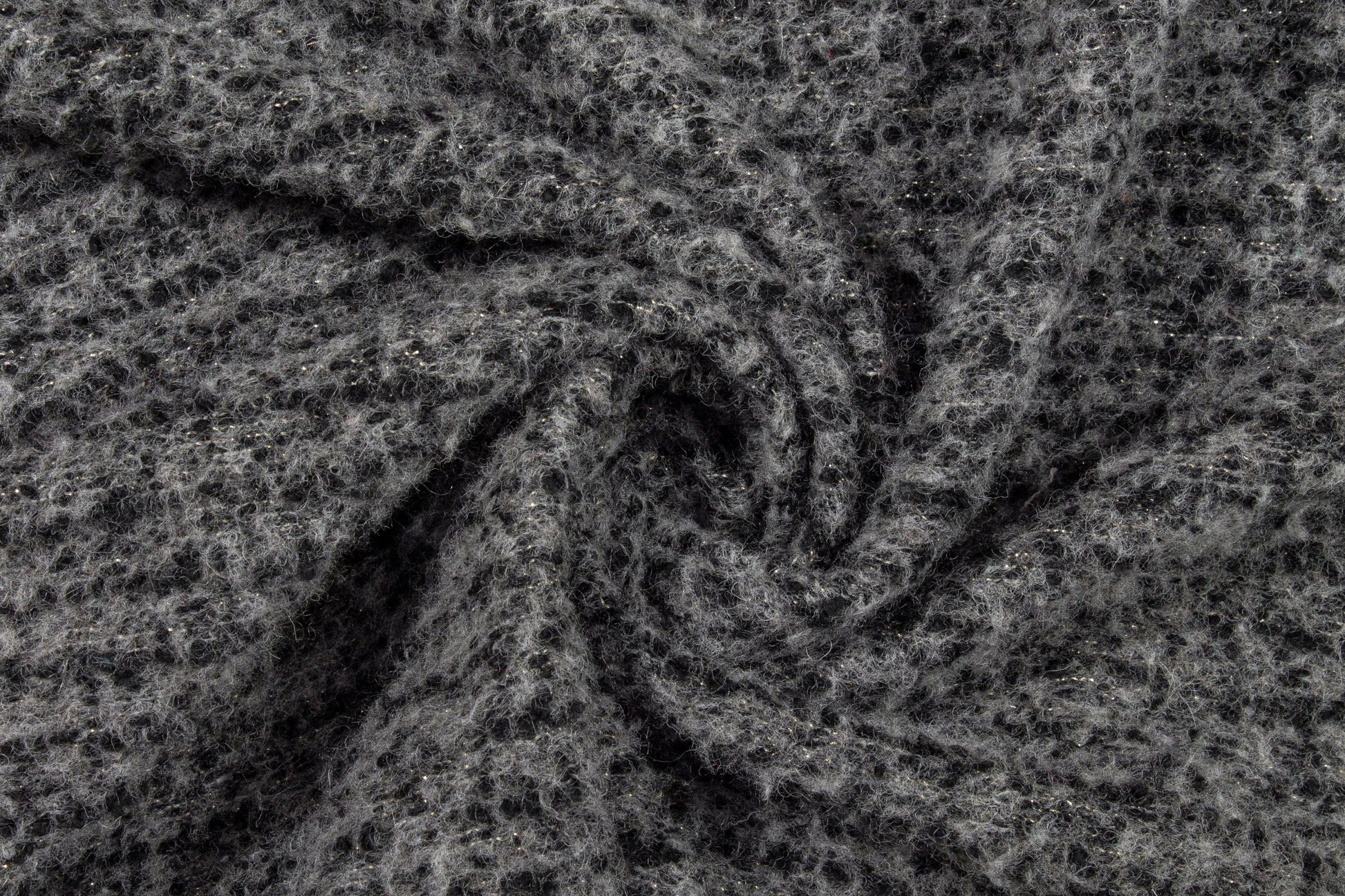 Gray and Black Boiled Wool Blend Boucle - Prime Fabrics