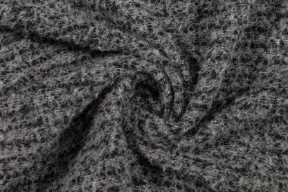 Gray and Black Boiled Wool Blend Boucle - Prime Fabrics