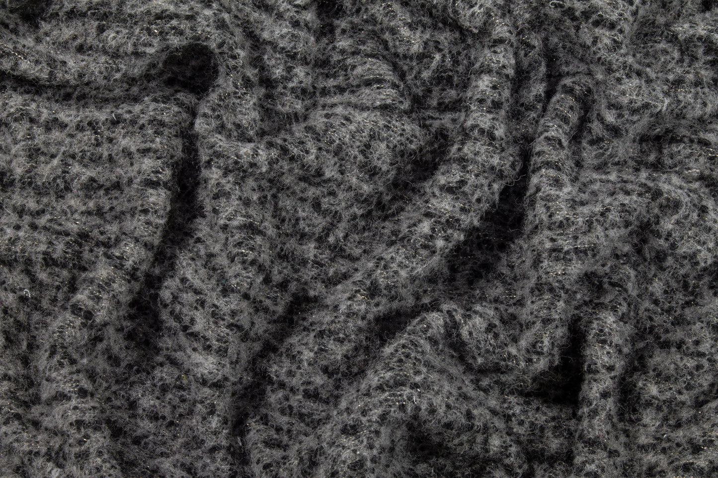 Gray and Black Boiled Wool Blend Boucle - Prime Fabrics