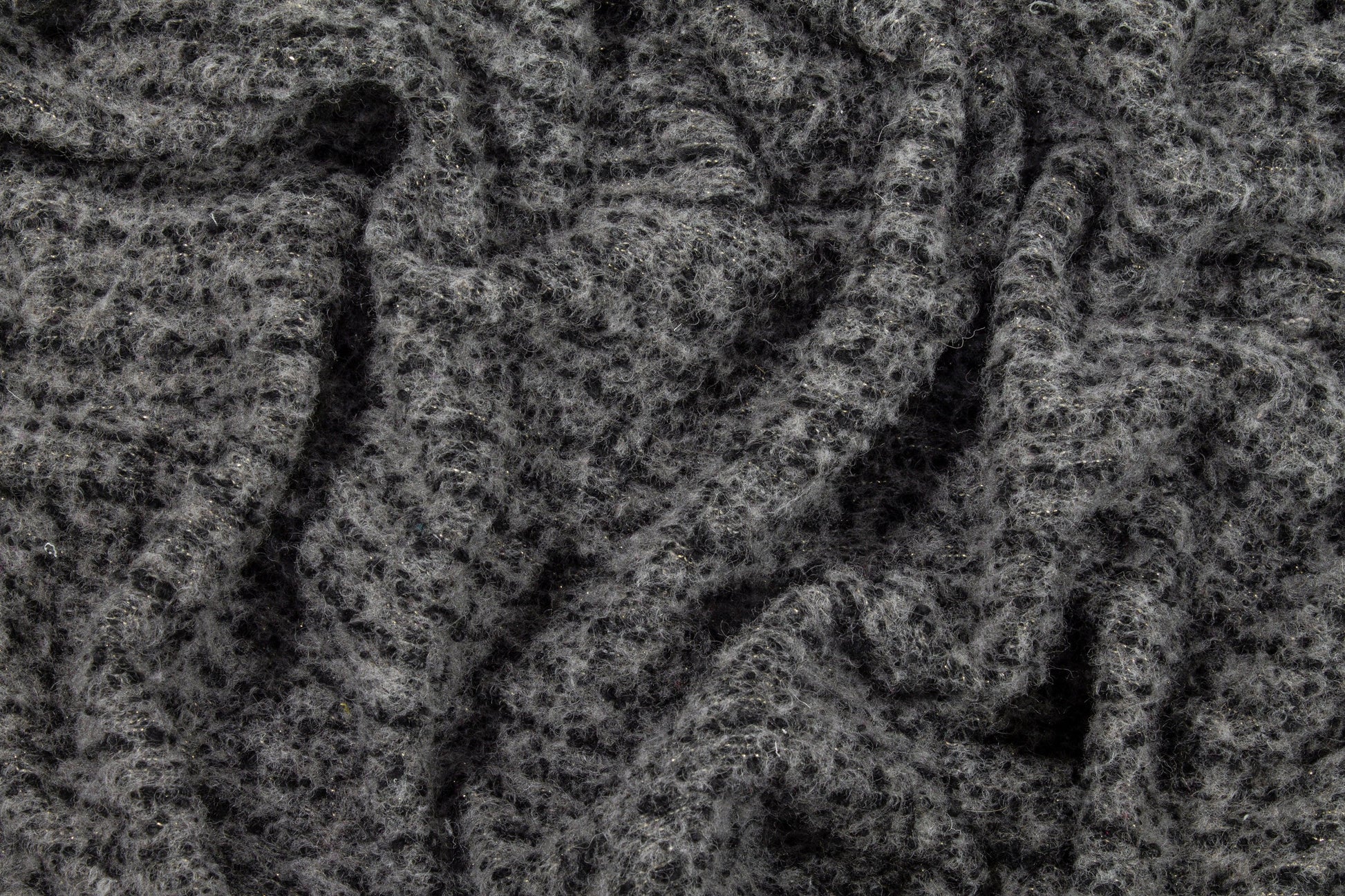 Gray and Black Boiled Wool Blend Boucle - Prime Fabrics