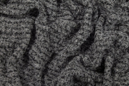 Gray and Black Boiled Wool Blend Boucle - Prime Fabrics