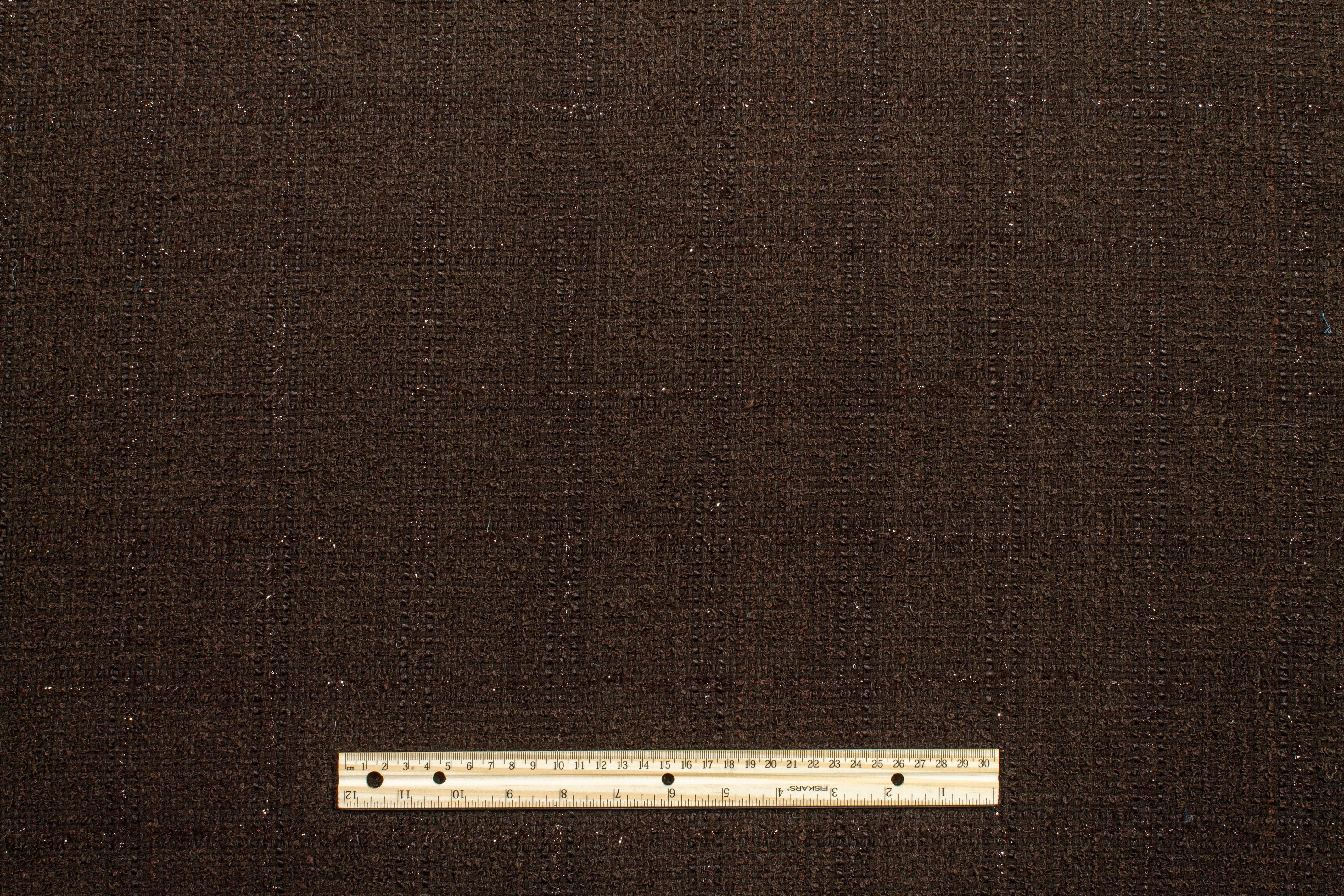 Brown Metallic Subtle Windowpane Italian Wool Tweed - Prime Fabrics