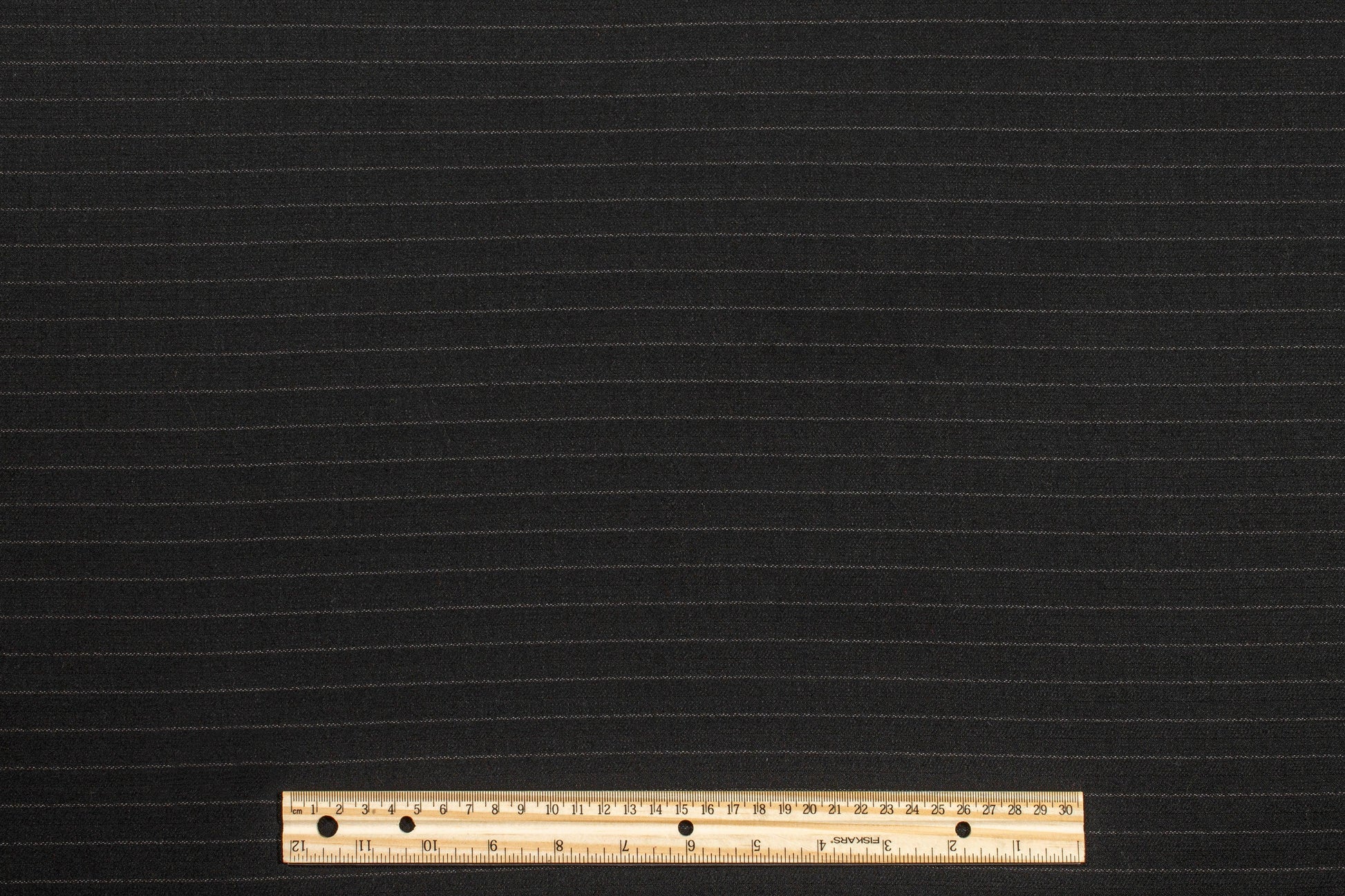 Black Striped Italian Wool Suiting - Prime Fabrics
