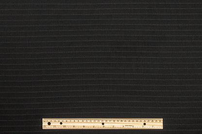 Black Striped Italian Wool Suiting - Prime Fabrics