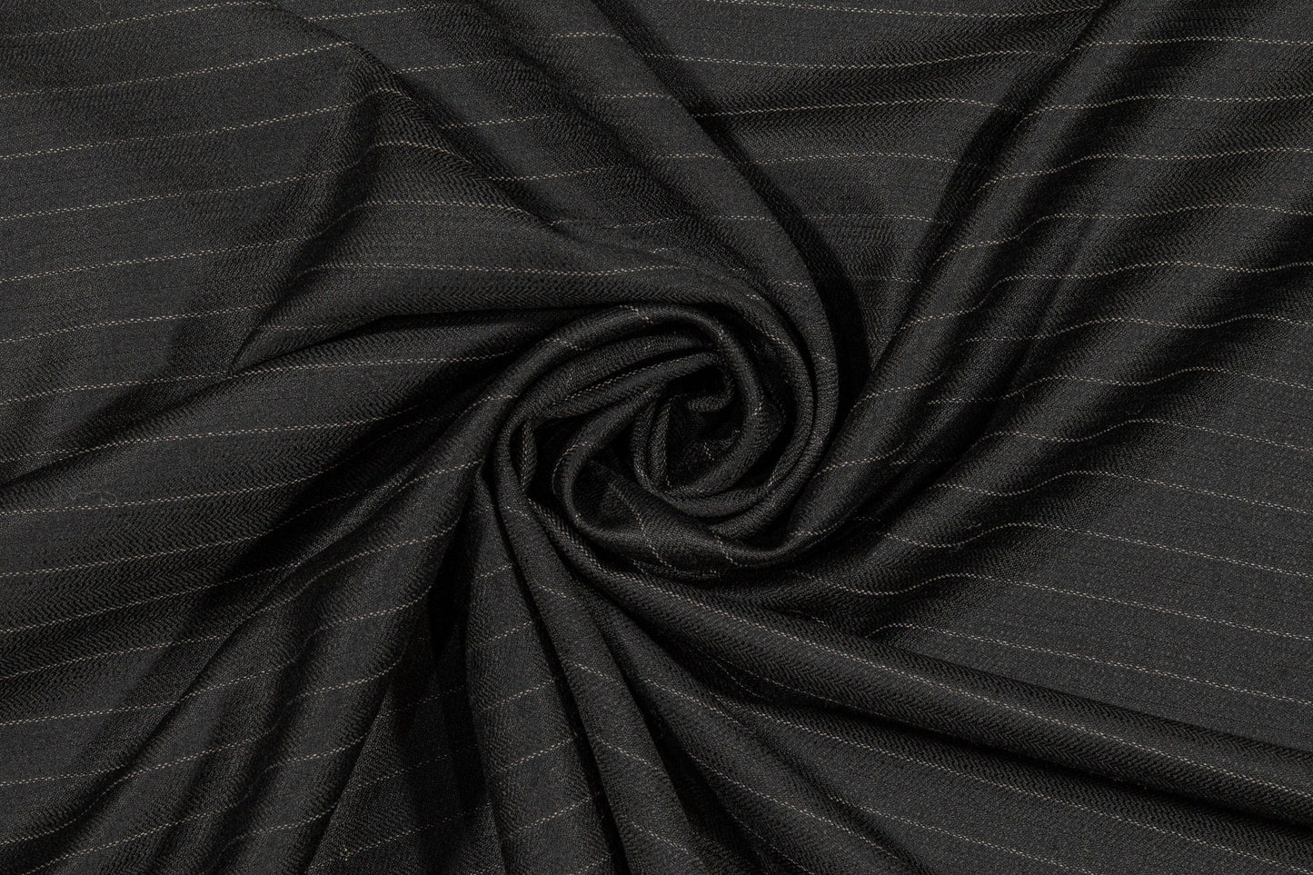 Black Striped Italian Wool Suiting - Prime Fabrics