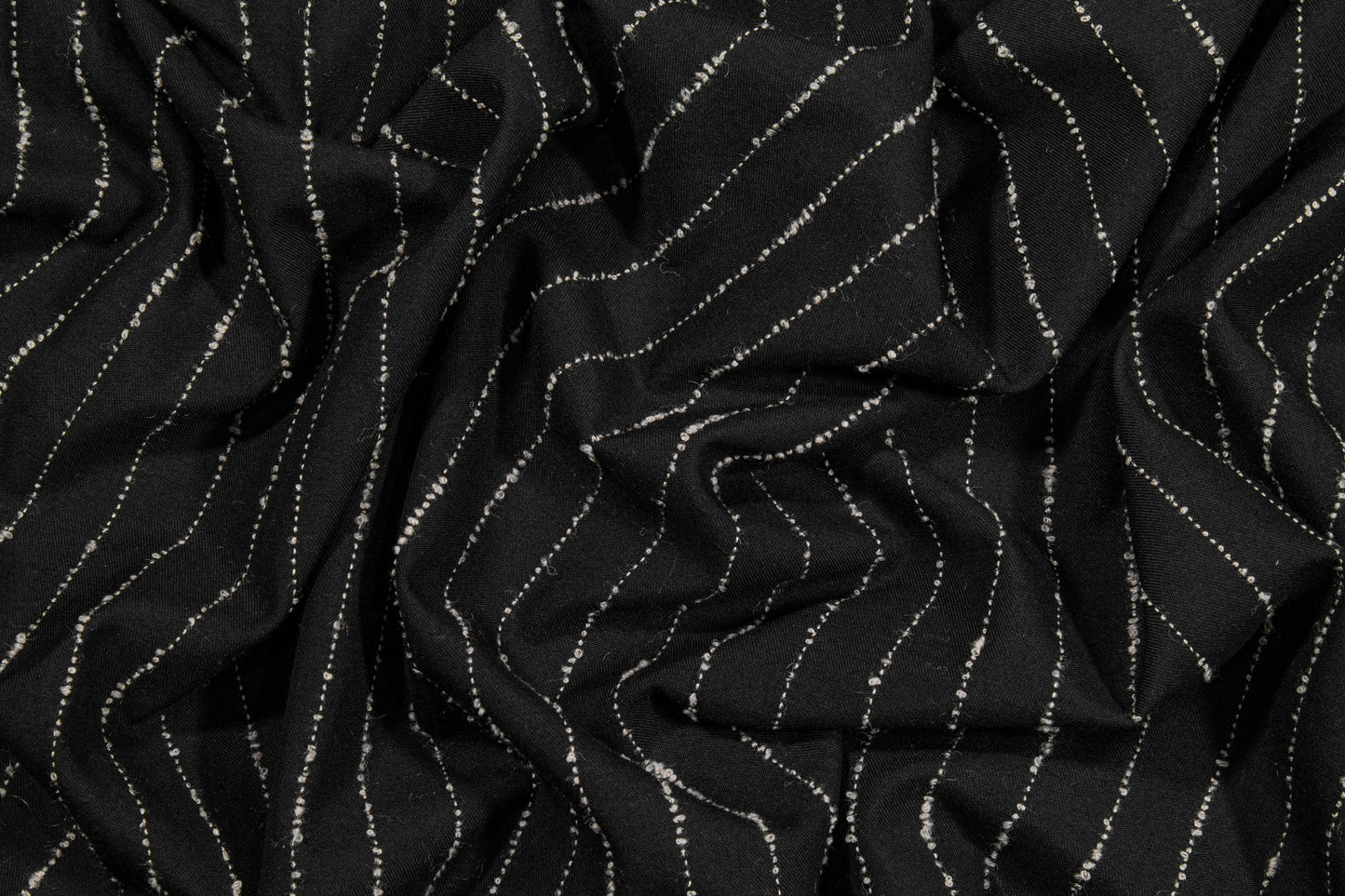 Black and White Striped Italian Wool - Prime Fabrics