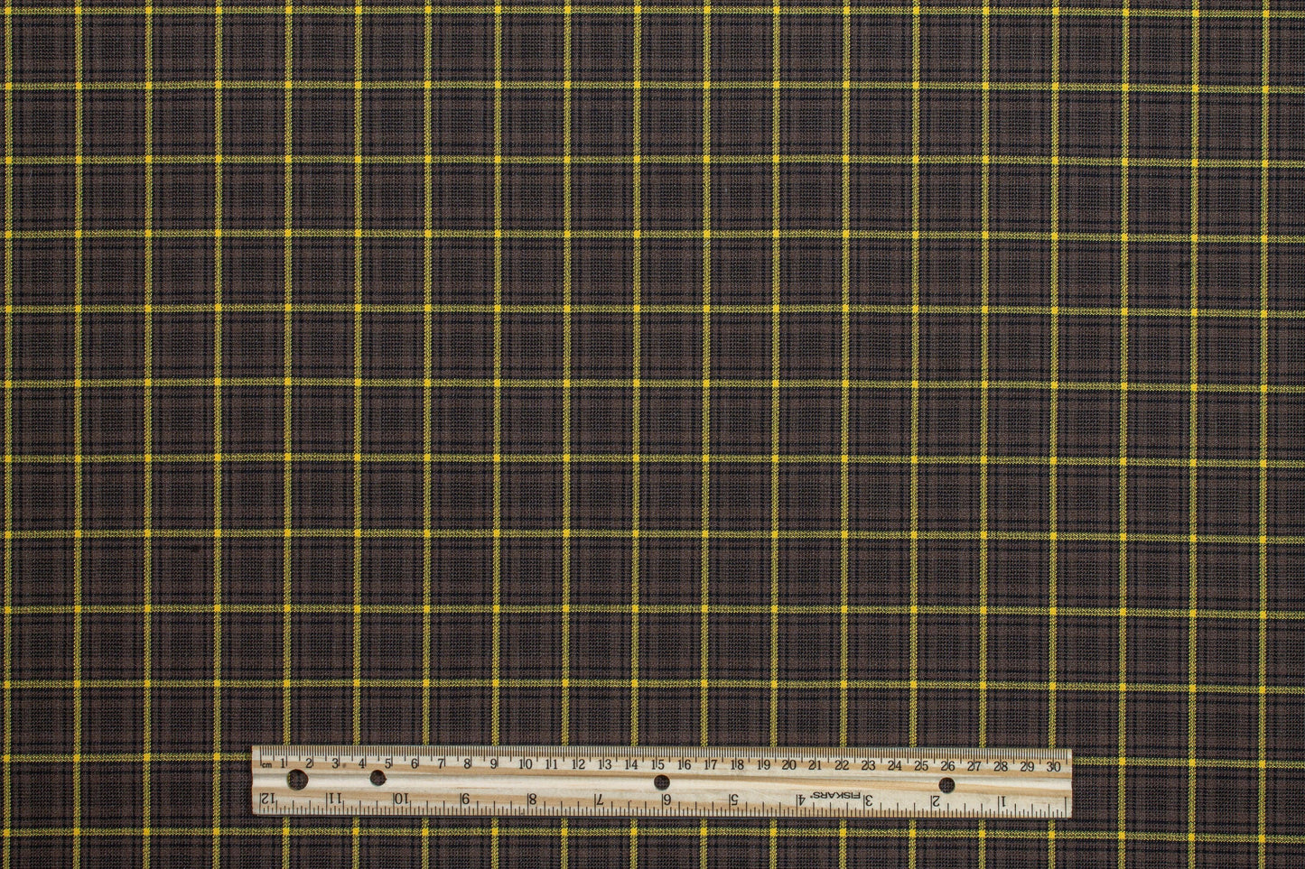 Brown and Yellow Plaid Italian Wool Suiting - Prime Fabrics