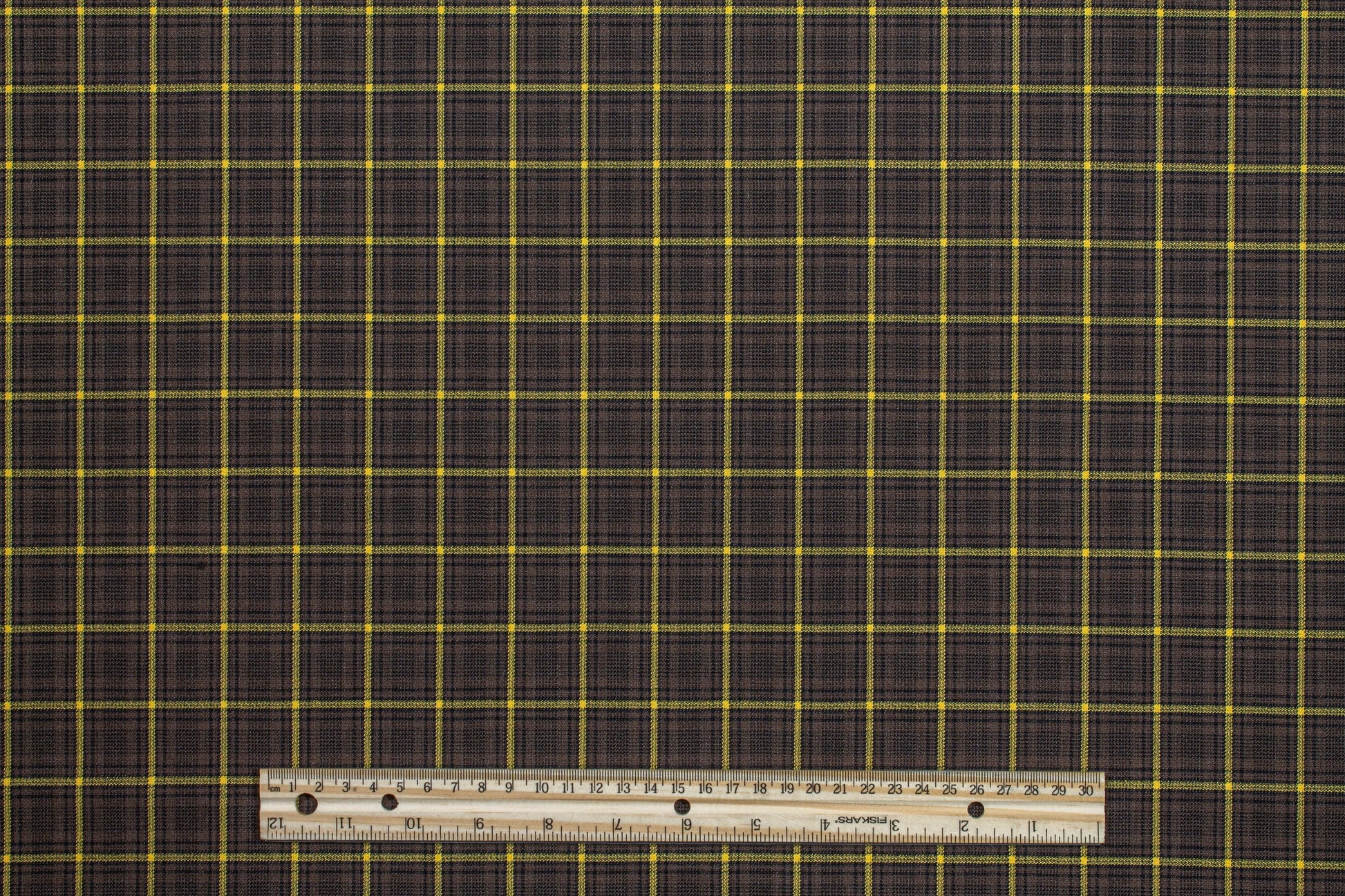 Brown and Yellow Plaid Italian Wool Suiting - Prime Fabrics