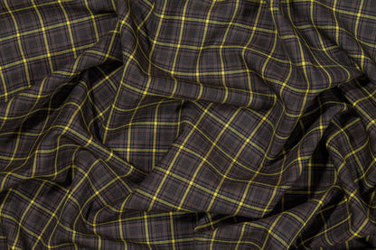 Brown and Yellow Plaid Italian Wool Suiting - Prime Fabrics