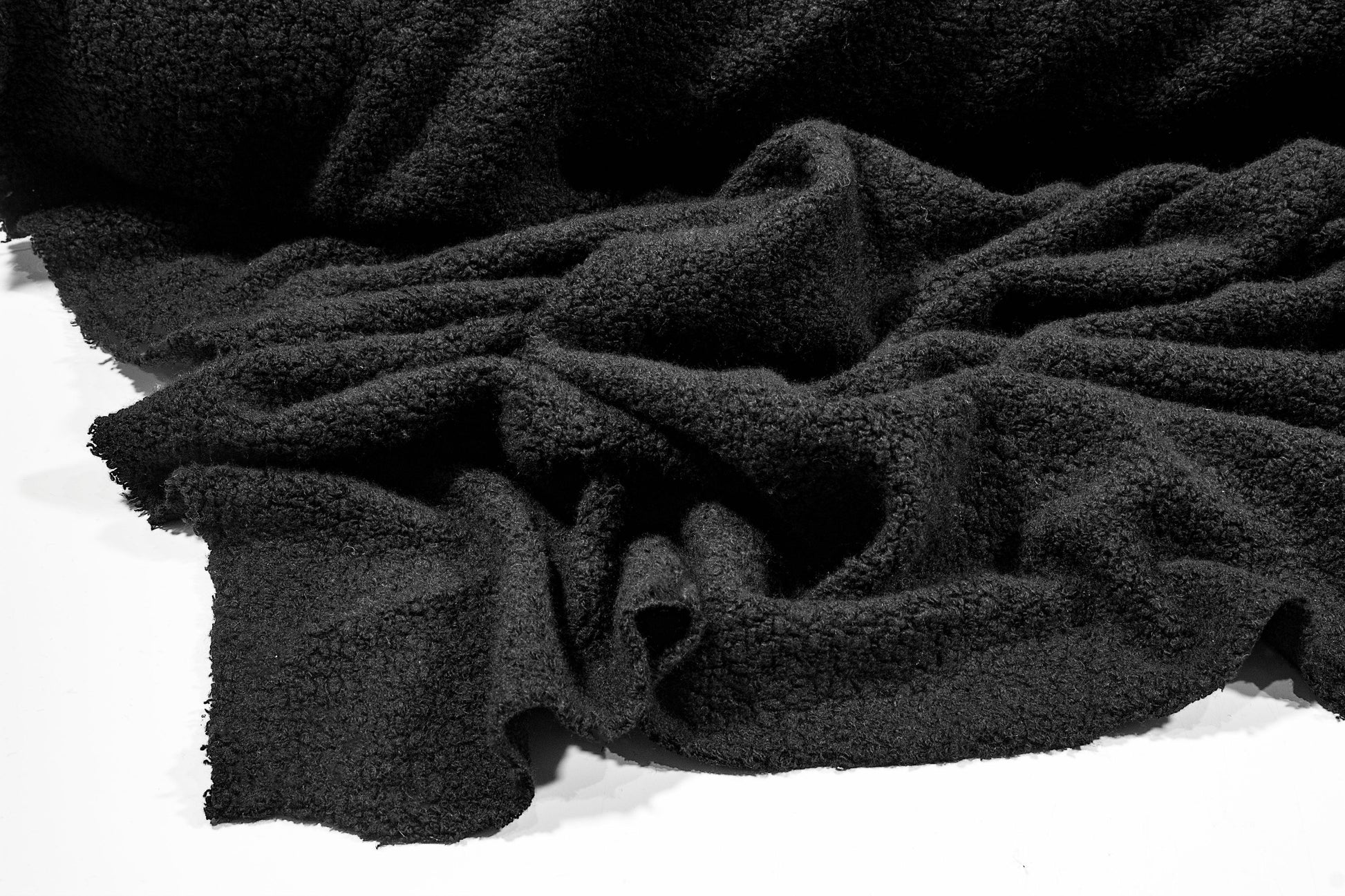 Black Wool Blend Jersey Boucle - Prime Fabrics