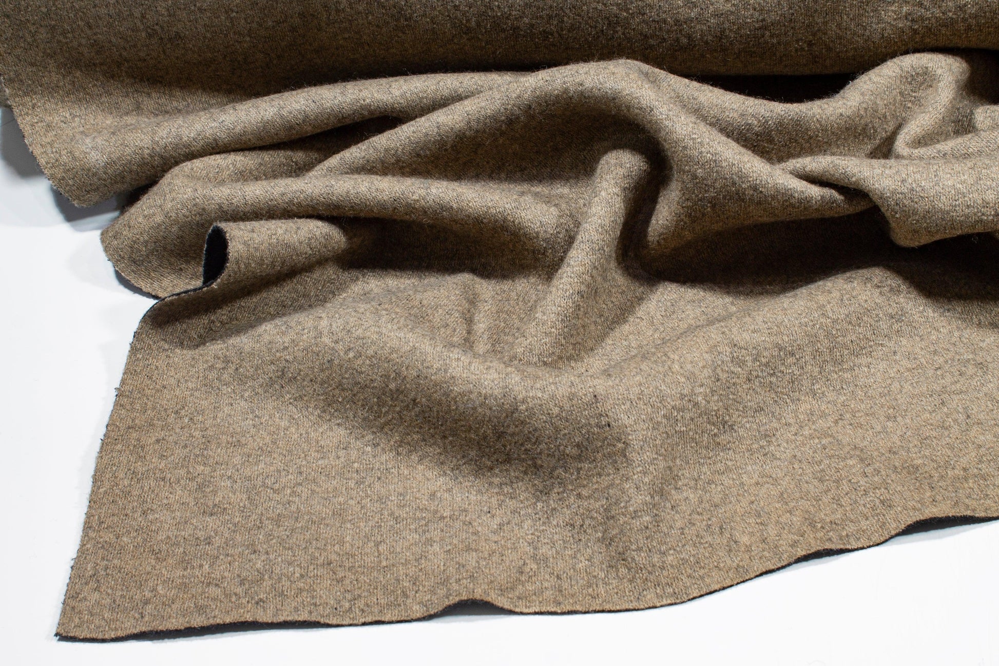 Double Faced Wool Coating - Khaki and Charcoal - Prime Fabrics