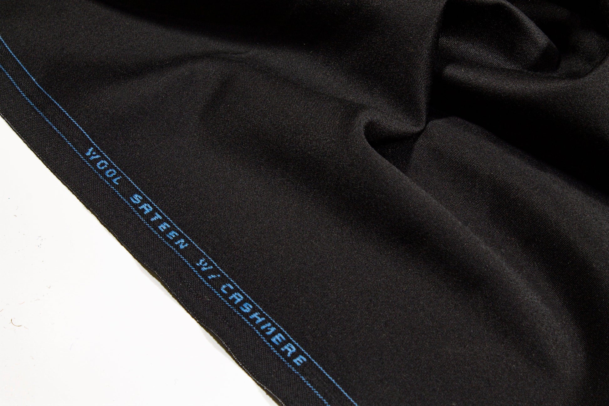 Black Wool Cashmere Blend Sateen - Prime Fabrics