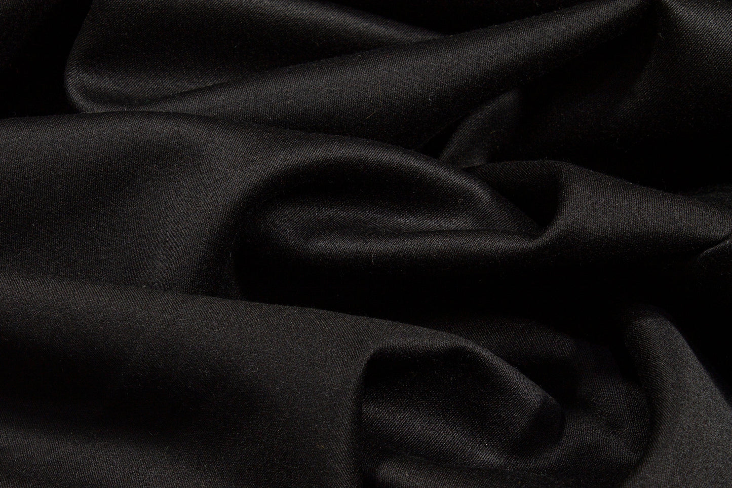 Black Wool Cashmere Blend Sateen - Prime Fabrics