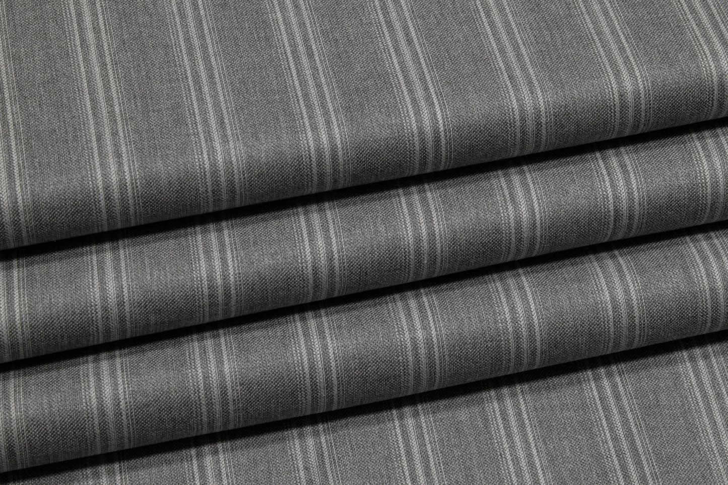 Gray Striped Super 130s Italian Wool Suiting - Prime Fabrics