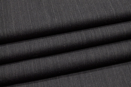 Charcoal Gray Pin Striped Wool Suiting - Prime Fabrics
