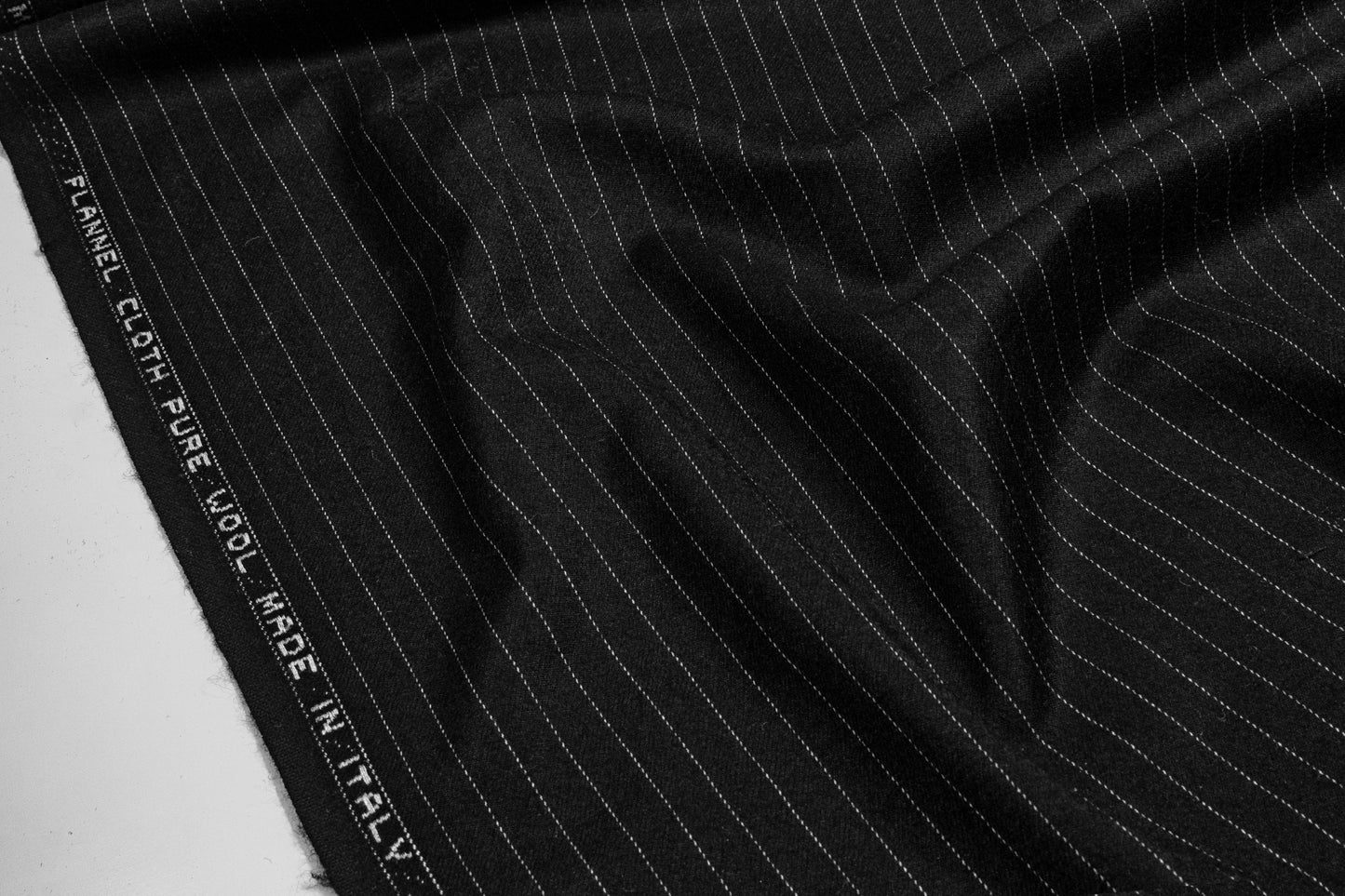 Black and White Italian Wool Flannel Suiting - Prime Fabrics