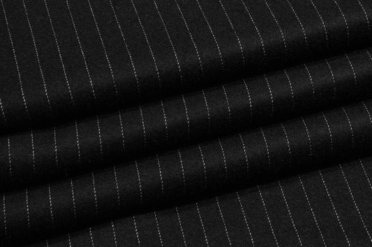 Black and White Italian Wool Flannel Suiting - Prime Fabrics